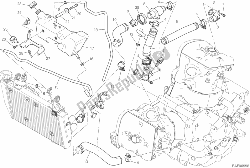 Alle onderdelen voor de Koelcircuit van de Ducati Hypermotard Hyperstrada 939 Thailand 2017